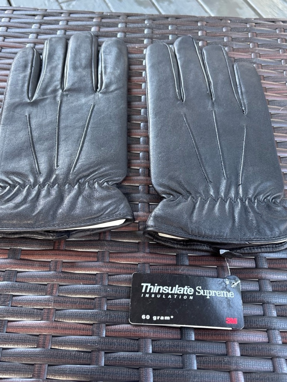 3M Thinsulate Black Leather Men's Winter Gloves